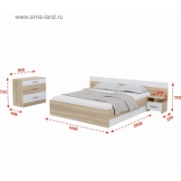 Спальня Леси, кровать 1600, тумбы 2 шт, комод, Дуб сонома/Белый