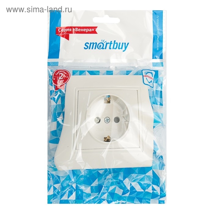 Розетка Smartbuy Розетка Smartbuy "Венера", 16 А, одноместная, скрытая, с з/к, белая