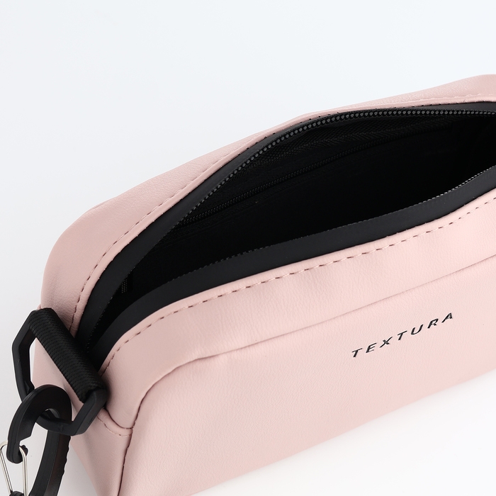 Сумка женская на молнии, TEXTURA, маленький размер, длинный ремень, цвет розовый Сумка женская на молнии, TEXTURA, маленький размер, длинный ремень, цвет розовый