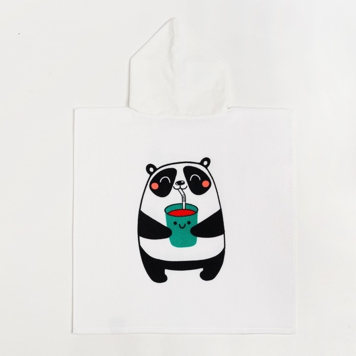 Полотенце-пончо детское махровое Крошка Я &laquo;Панда&raquo; 60х120см, 100% хлопок, 300гр/м2