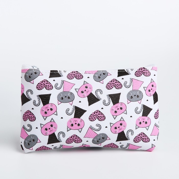 Косметичка на молнии, цвет белый/розовый Косметичка на молнии, цвет белый/розовый