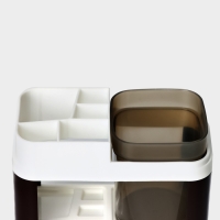 Подставка для зубных щёток и пасты со стаканом, 15×7×12 см, цвет коричневый Подставка для зубных щёток и пасты со стаканом, 15×7×12 см, цвет коричневый