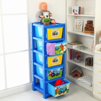 Комод универсальный №1 &laquo;Синий трактор&raquo;, 5 секций, 127 &times; 52 &times; 42 см