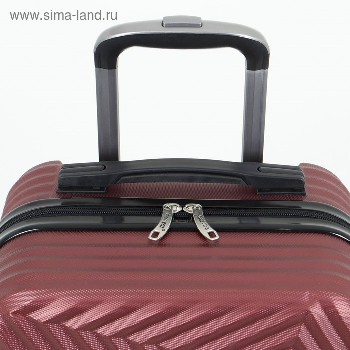 Чемодан малый 36 л (S), &laquo;Фабрика КАРТЕКС&raquo;, отдел на молнии, кодовый замок, 4 колеса, цвет бордовый