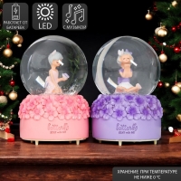 Сувенир полистоун водяной шар свет, музыка "Малышка и незабудки" d=8 см МИКС 12,5х8х8 см