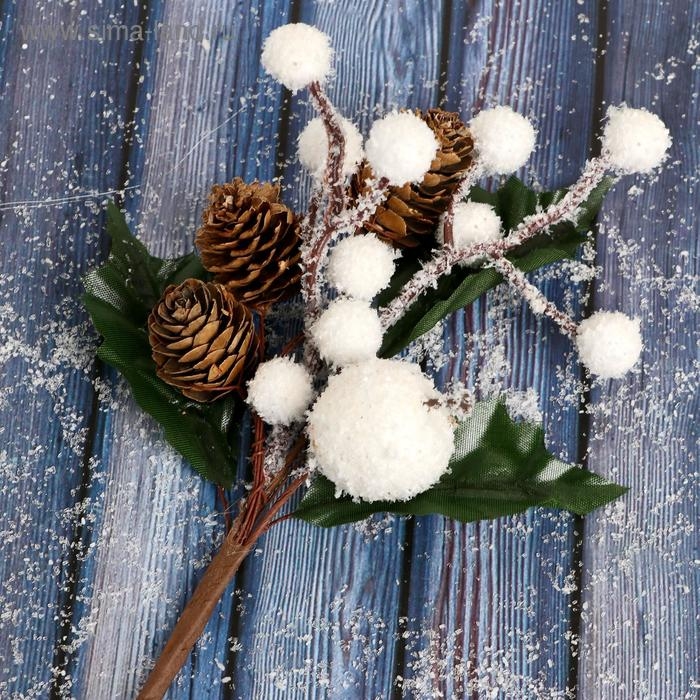 Декор Декор "Зимнее очарование" яблоки ягоды в белом шишки, 22 см