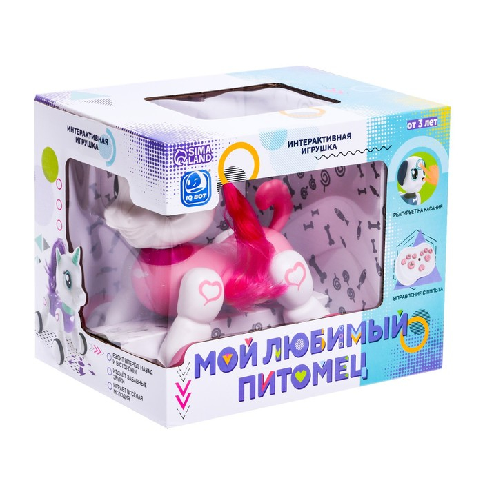 Робот единорог &laquo;Мой любимый питомец&raquo; IQ BOT, на пульте управления, интерактивный: звук, сенсорный, на аккумуляторе, розовый