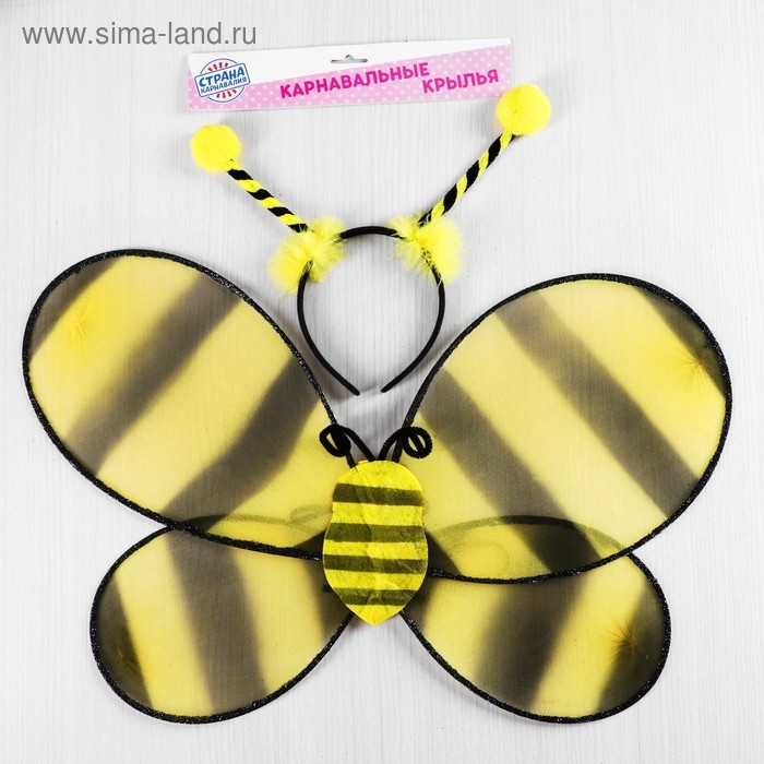 Карнавальный набор &laquo;Пчёлка&raquo;, 2 предмета: ободок, крылья