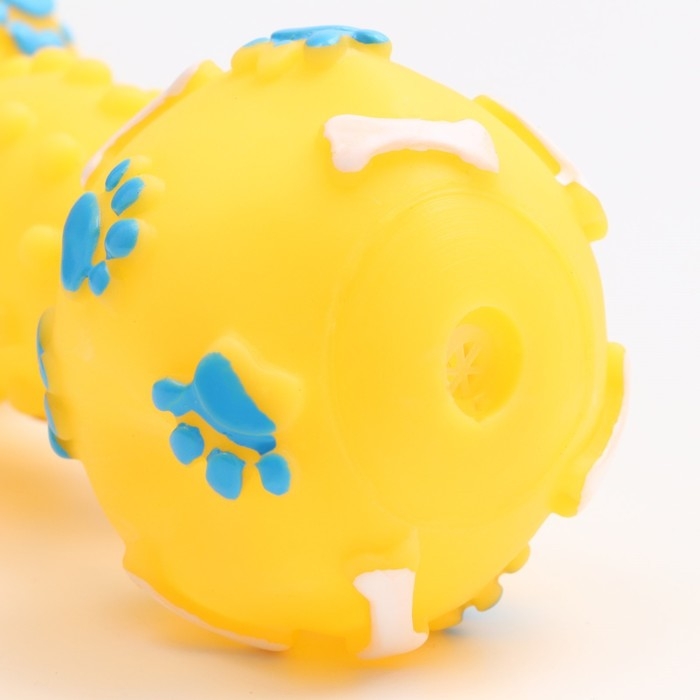 Игрушка пищащая "Гантель 500 kg", 17,5 см, жёлтая