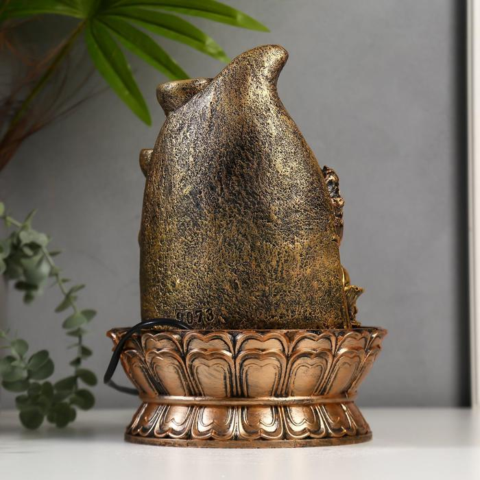 Фонтан настольный от сети, подсветка Фонтан настольный от сети, подсветка "Ганеша у скалы" 28х20х20 см