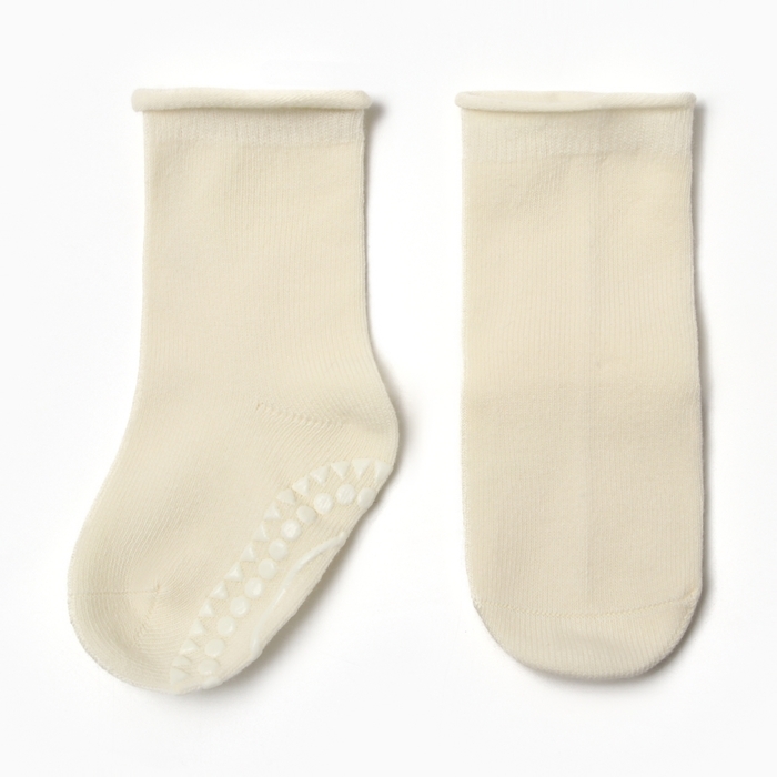 Носки детские MINAKU со стоперами, цвет молочный, 7-10 см