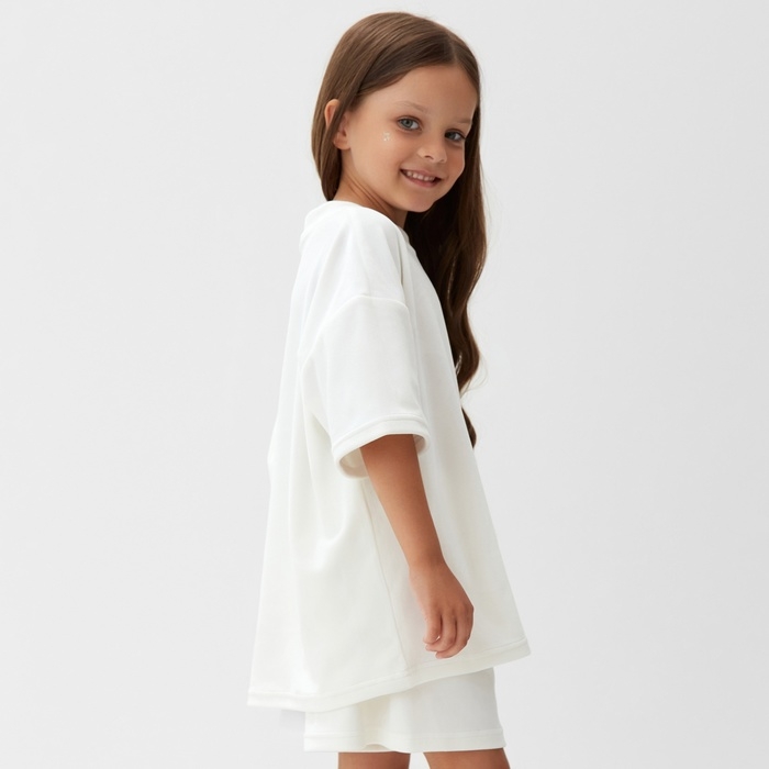 Костюм детский (футболка, шорты) KAFTAN Plushy р.36 (134-140), белый