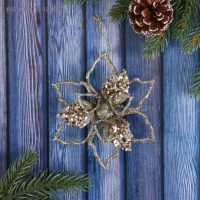 Украшение ёлочное "Сияющая глазурь - цветок" 12,5х12,5 см, золото