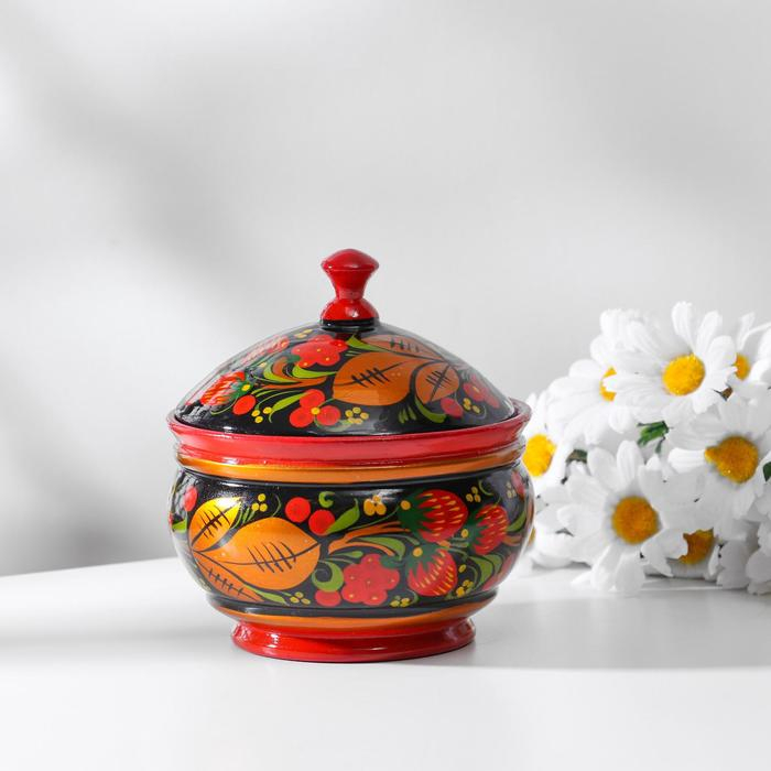 Сахарница, большая, 15&times;10 см, хохлома