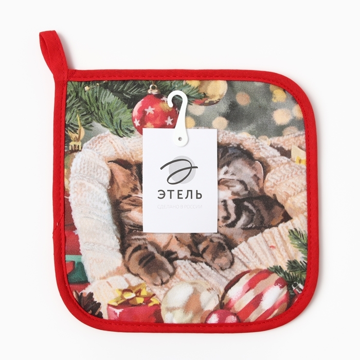 Новый год. Прихватка Этель Новый год. Прихватка Этель "Счастливы вместе" саржа, 19х19см,100% хл,ватин 250г/м2