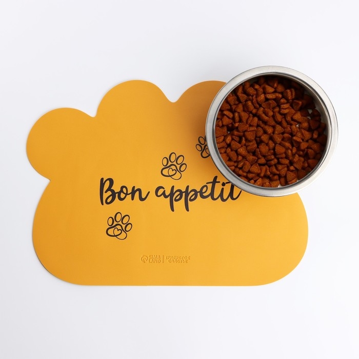 Коврик под миску форменный &laquo;Лапка&raquo;, 39 х 30 см, желтый