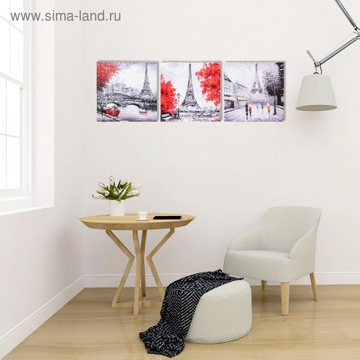 Модульная картина "Осенний Париж" 93х31 см (3 - 31х31см)