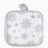 Кух. набор Доляна Снежинки серебро прих.17*17 см, вареж.26*16 см,фарт.70*80 см 100% п/э