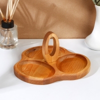 Менажница Adelica, 3 секции, с ручкой, 22&times;1,8 см, массив берёзы