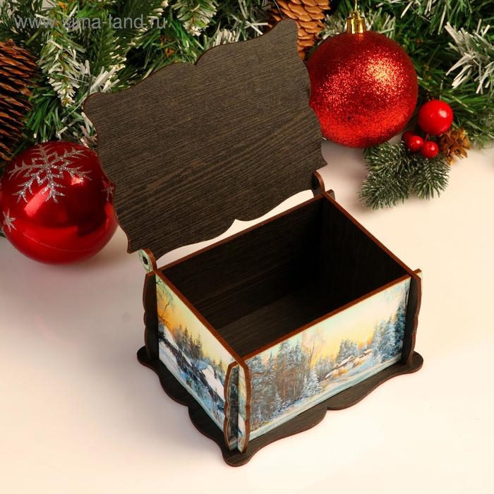 Шкатулка средняя новогодняя Шкатулка средняя новогодняя "Снегири", микс, 14х11,7х7,5 см