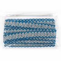 Тесьма волной, голубая с серебром, в рулоне 10 м