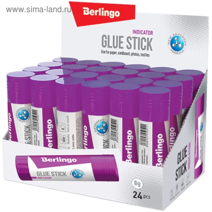 Клeй-карандаш ПВП 8 г Berlingo, с цветным индикатором Клeй-карандаш ПВП 8 г Berlingo, с цветным индикатором