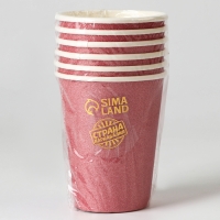 Стаканы бумажные &laquo;Блёстки&raquo;, 6 шт., цвет бордовый