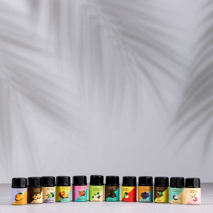 Набор эфирных масел, 3 мл, 12 шт, Набор эфирных масел, 3 мл, 12 шт, "Богатство Аромата"