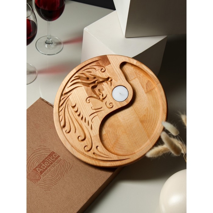 Менажница Adelica «Дракон», 1 секция, со свечей, 27×2 см, в подарочной коробке Менажница Adelica «Дракон», 1 секция, со свечей, 27×2 см, в подарочной коробке