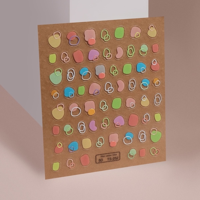 Наклейки для ногтей «Цветная абстракция», объёмные, разноцветные Наклейки для ногтей «Цветная абстракция», объёмные, разноцветные