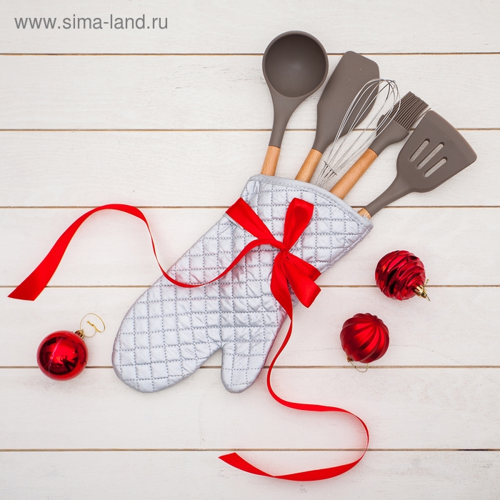 Лопатка с прорезями Доляна &laquo;Брауни&raquo;, 32&times;7 см, цвет серый/бежевый