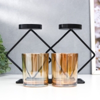 Подсвечник металл, стекло на 2 свечи "Флокс" d-5 см, чёрный 8,5х21х23 см Подсвечник металл, стекло на 2 свечи "Флокс" d-5 см, чёрный 8,5х21х23 см