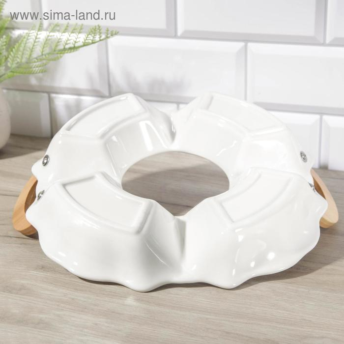 Менажница керамическая 4 секции «Эстет», 34×30×5 см, соусник Менажница керамическая 4 секции «Эстет», 34×30×5 см, соусник