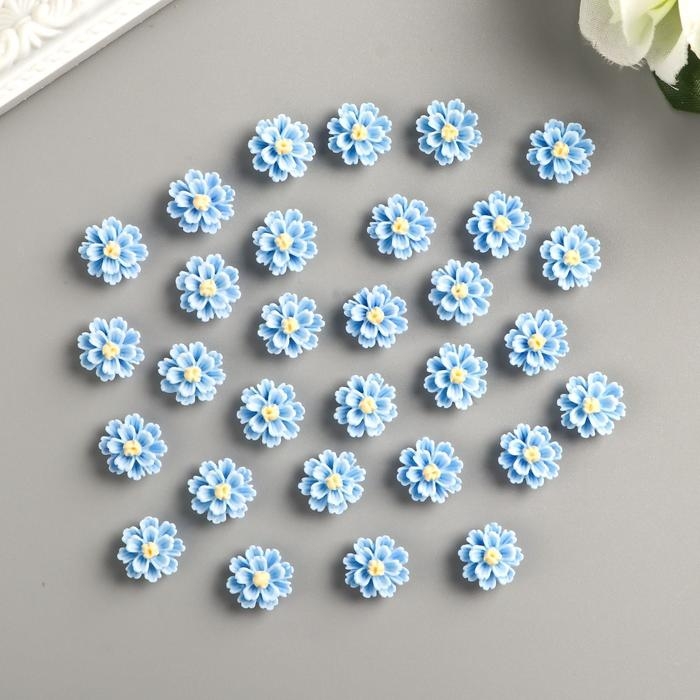 Декор для творчества пластик Декор для творчества пластик "Голубые пионы", набор 30 шт. 1х1 см