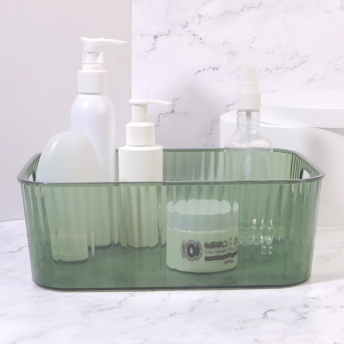 Органайзер для хранения маникюрных/косметических принадлежностей &laquo;GREEN&raquo;, 24,5 &times; 18 &times; 8,5 см, цвет полупрозрачный/зелёный