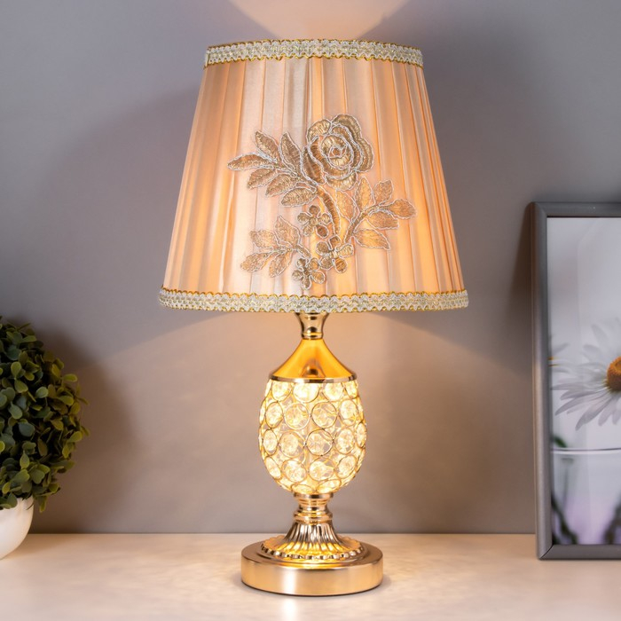 Лампа настольная "Авантюризм" 1x60Вт E27 золото низ подсветка 29х29х43 см RISALUX
