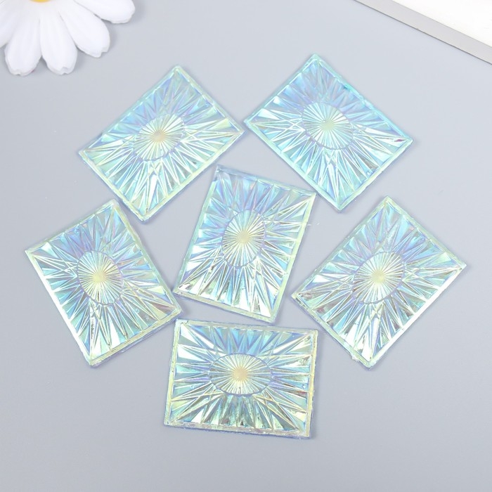 Декор для творчества пластик клеевой "Вспышка" голография перламутр набор 6 шт 4х3 см