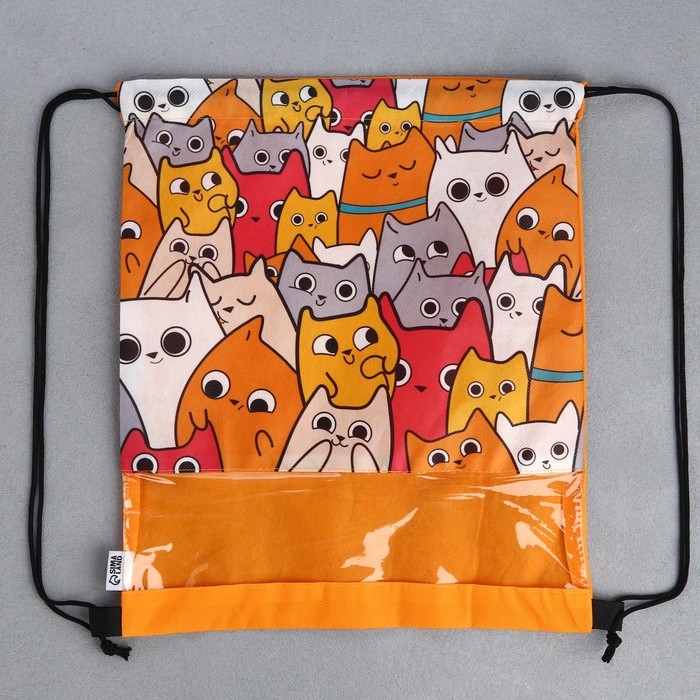 Мешок для обуви &laquo;Котики&raquo; с прозрачным окном 30 х 40 см