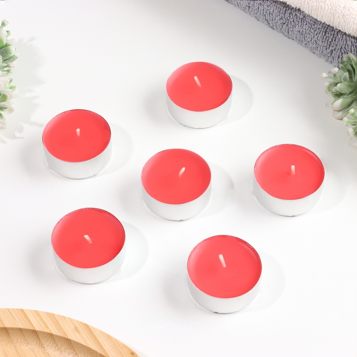 Набор чайных свечей ароматических Набор чайных свечей ароматических "Тропические фрукты", 3,8х1,6 см, 3,5 ч, 12 г, 6 штук