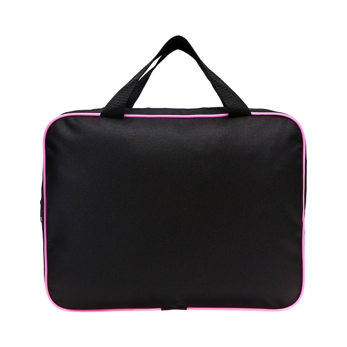 Папка для труда А4 на молнии текстиль 70мм 350 х 270 , черный/розовый &laquo;1 сентября&raquo;