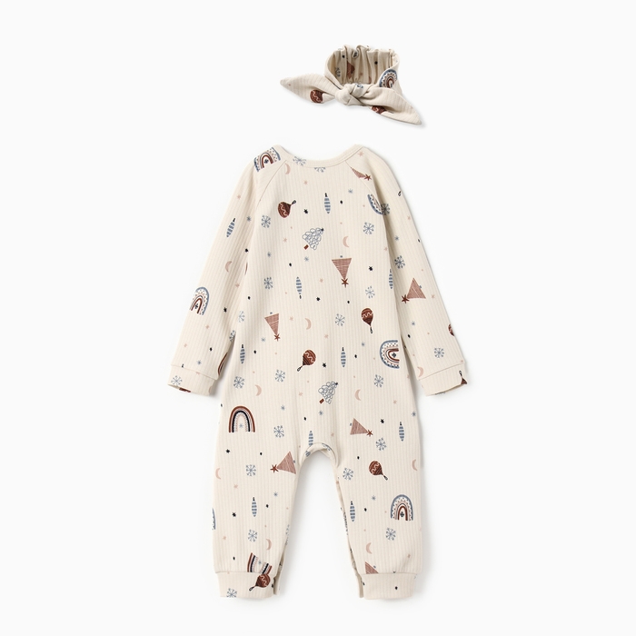 Комбинезон  с повязкой Крошка Я "Новогодние игрушки", рост 62-68 см