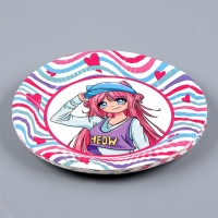 Набор бумажной посуды одноразовый Аниме», фуксия: 6 тарелок, 1 гирлянда, 6 стаканов, 6 колпаков Набор бумажной посуды одноразовый Аниме», фуксия: 6 тарелок, 1 гирлянда, 6 стаканов, 6 колпаков