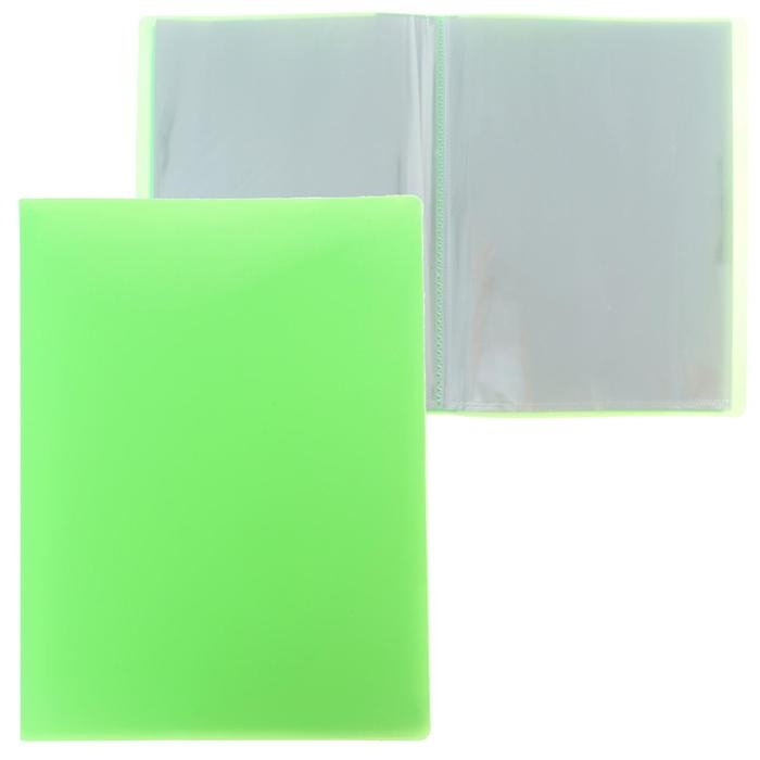 Папка с 30 вкладышами А4, 500 мкм, Calligrata, неон, салатовая Папка с 30 вкладышами А4, 500 мкм, Calligrata, неон, салатовая