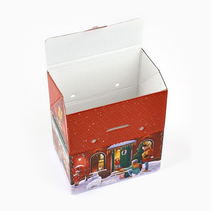 Коробка подарочная новогодняя складная &laquo; Городская жизнь &raquo;, 15 х 18 х 10 см, Новый год