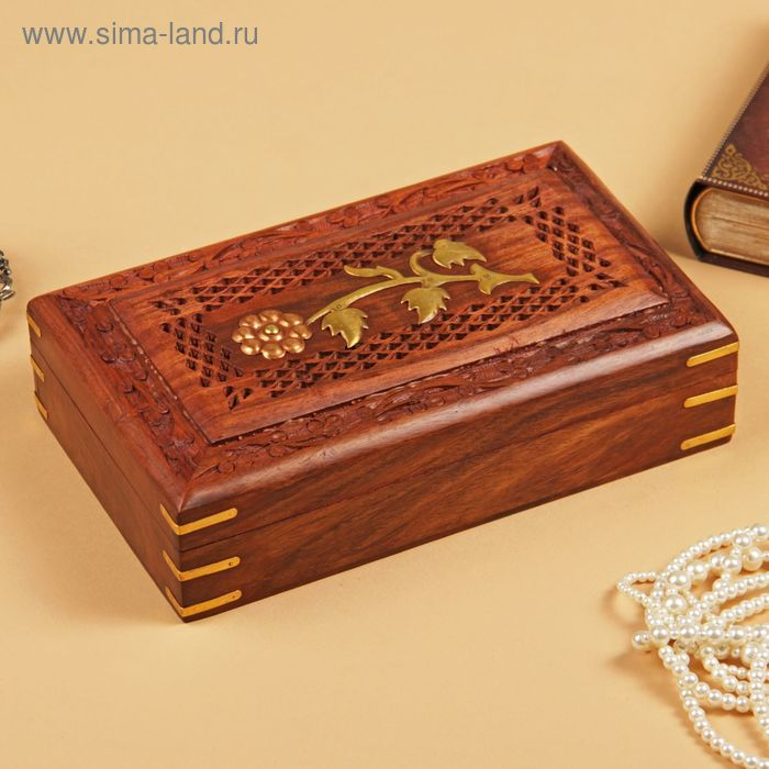 Шкатулка резная Шкатулка резная "Роза" дерево 7х15х26 см