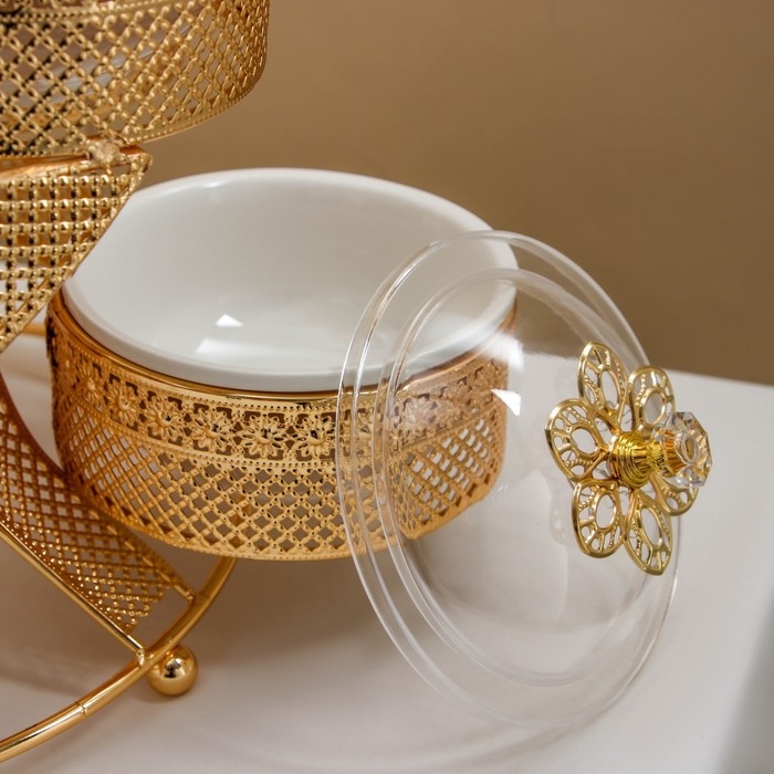 Подставка для десертов «Гавана», 35×35×53, 6 секций, цвет металла золотой Подставка для десертов «Гавана», 35×35×53, 6 секций, цвет металла золотой