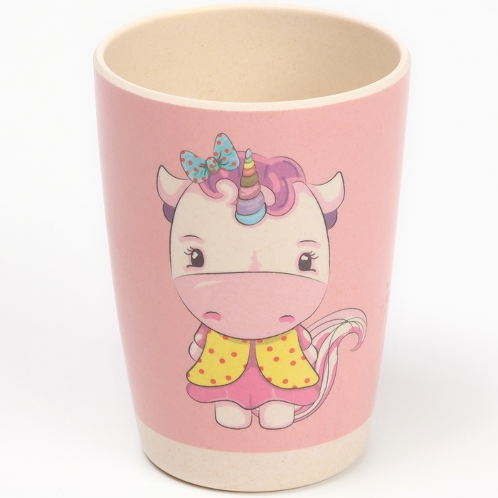 Набор бамбуковой посуды &laquo;Единорог&raquo;, тарелка, миска, стакан, приборы, 5 предметов