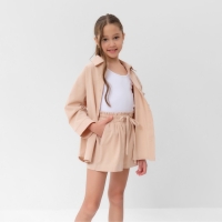 Костюм для девочки (рубашка и шорты) MINAKU, цвет бежевый, рост 158-164 см Костюм для девочки (рубашка и шорты) MINAKU, цвет бежевый, рост 158-164 см