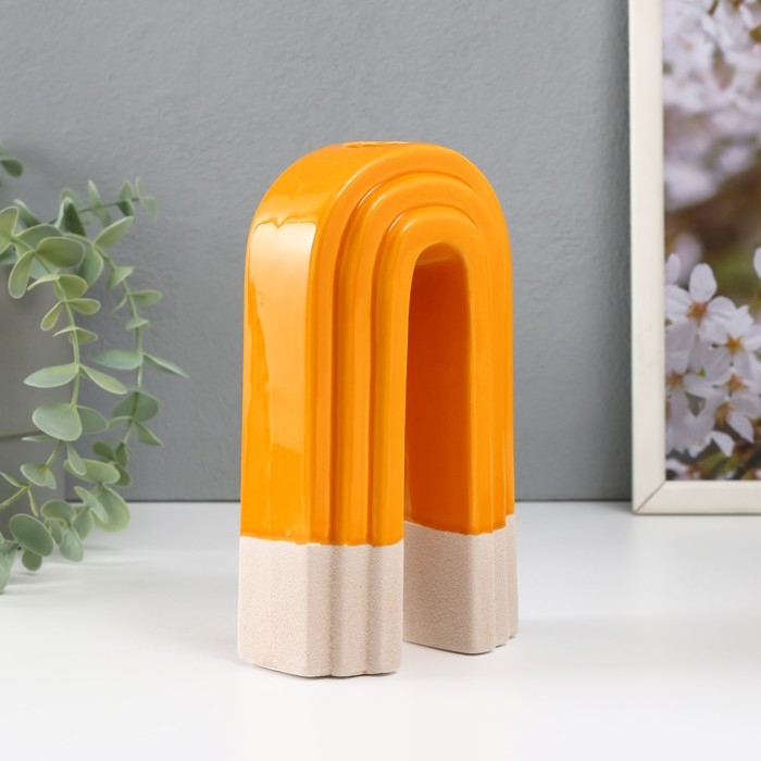 Подсвечник керамика на 1 свечу Подсвечник керамика на 1 свечу "Скара" песочно-оранжевый 10,3х6,2х18 см