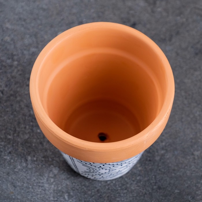 Горшок Горшок "Трапеция" терракот с узором, 10х9см, МИКС